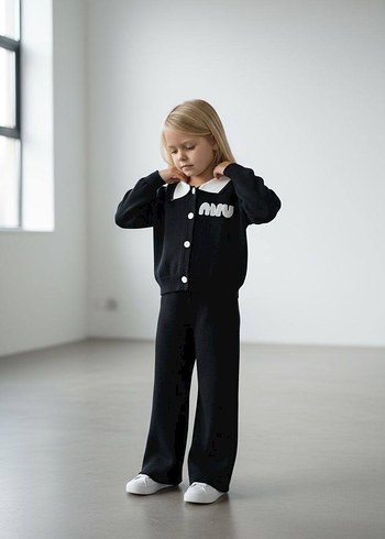 Siyah Rahat Kesim Kız Eşofman Takımı - Görsel 3