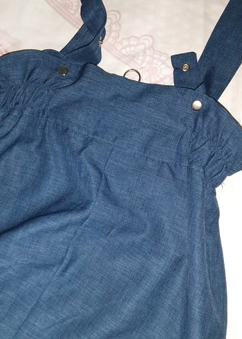 Lacivert Bel Detaylı Hamile Midi Etek - Görsel 4