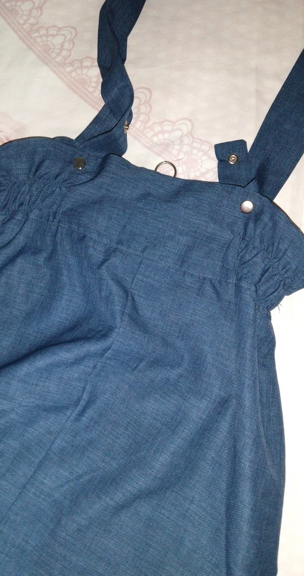 Lacivert Bel Detaylı Hamile Midi Etek - Görsel 4