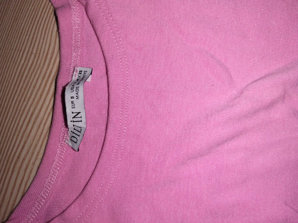 Pembe Kolsuz Hamile Midi Tişört - Görsel 2