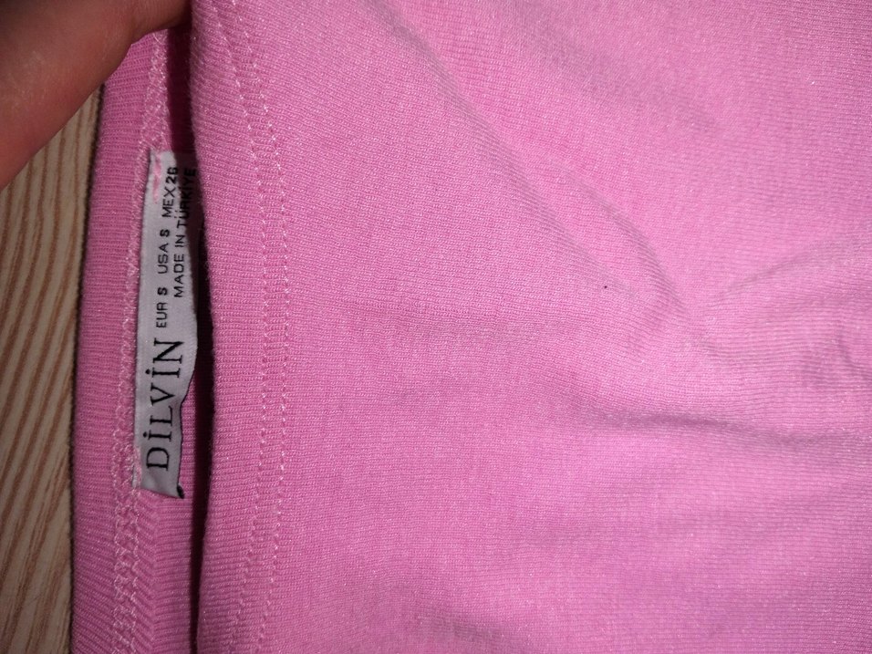 Pembe Kolsuz Hamile Midi Tişört - Görsel 3