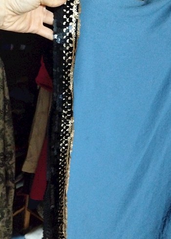 Koyu Mavi Dökümlü Bohem Kadın kimono - Görsel 2