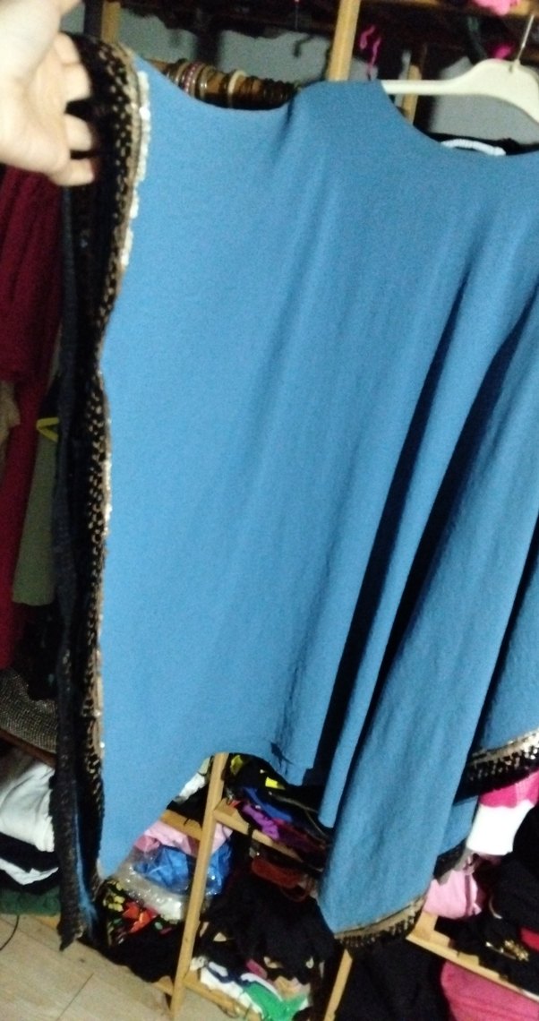 Koyu Mavi Dökümlü Bohem Kadın kimono - Görsel 3