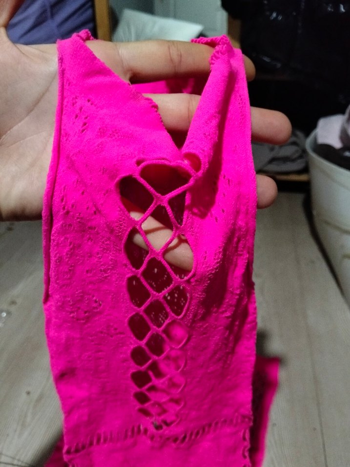 Pembe Dantelli kisa vucut Elbise - Görsel 4