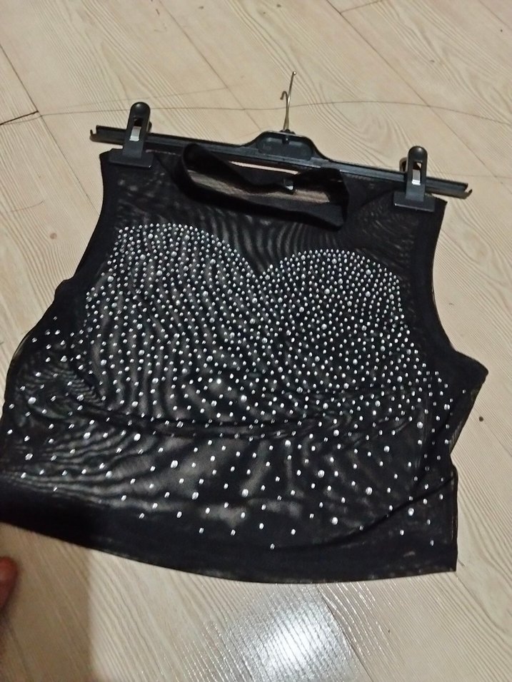 Payet İşlemeli Siyah Mini Bustiyer - Görsel 3