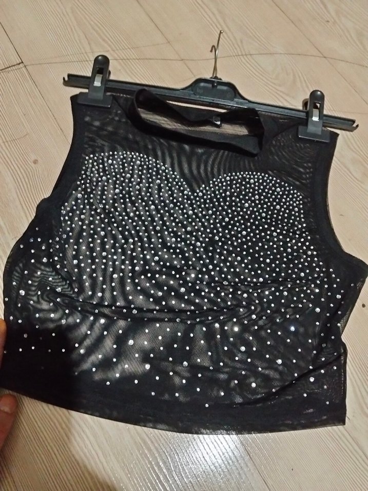 Payet İşlemeli Siyah Mini Bustiyer - Görsel 2