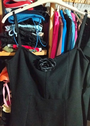 Siyah Straplez Gotik Midi Elbise - Görsel 2