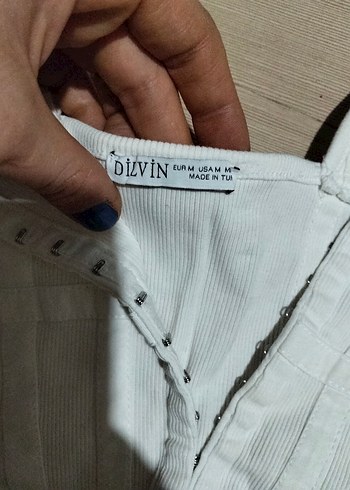 Beyaz Keten Fermuarlı Strappy Bustier - Görsel 3