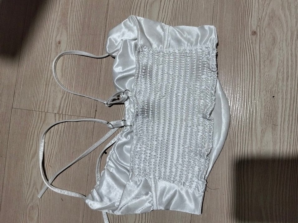 beyaz Saten Askılı Straplez Büstiyer - Görsel 2