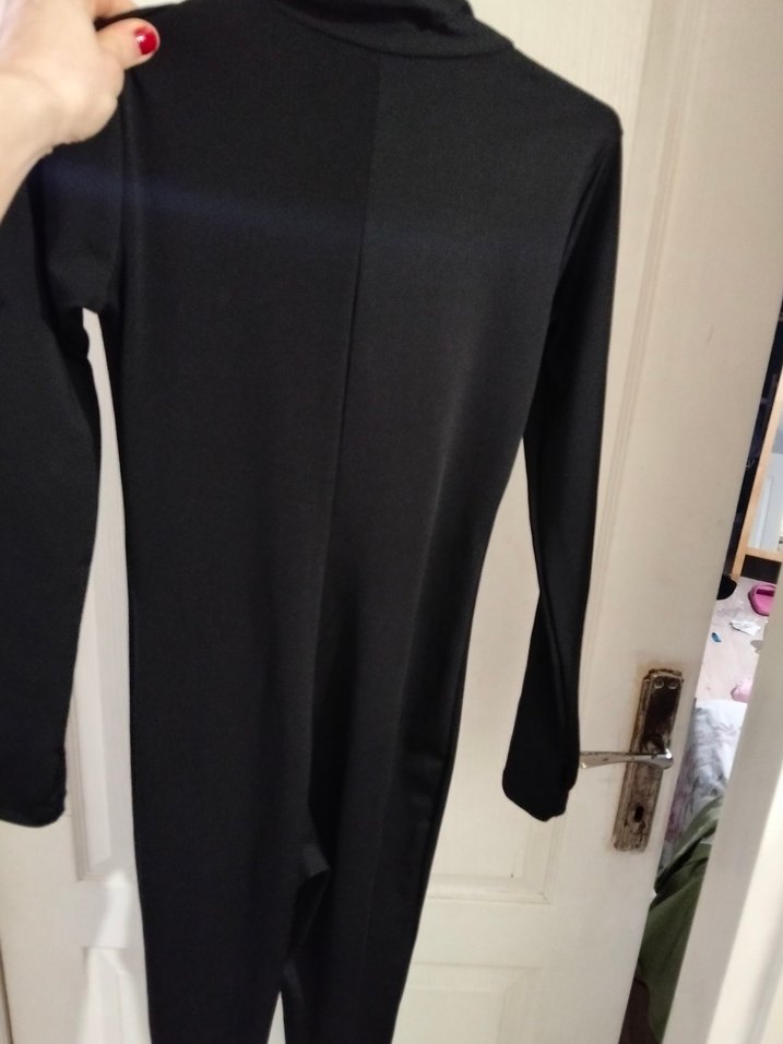 Siyah Uzun Kollu Kadın Tulum - Görsel 5