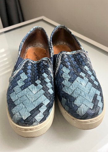 Mavi Yılan Desenli Kot Espadril - Görsel 2