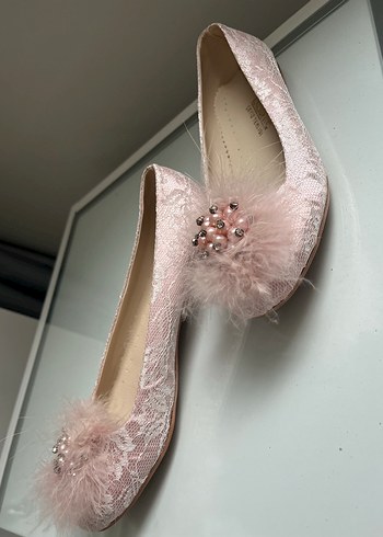 Dantel Detaylı Pembe Düz Stiletto - Görsel 2