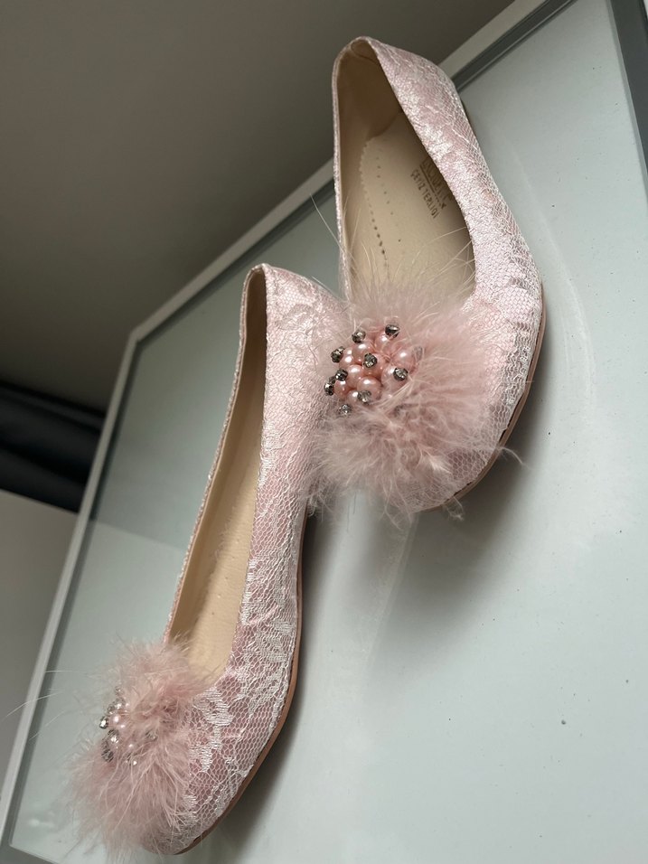 Dantel Detaylı Pembe Düz Stiletto - Görsel 2