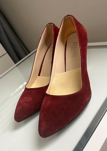 Bordo Süet Tokalı Stiletto Topuklu Kadın Ayakkabı - Görsel 3