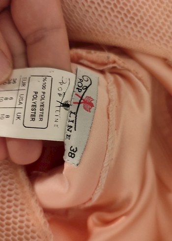 Pudra rengi uzun balık model abiye - Görsel 3