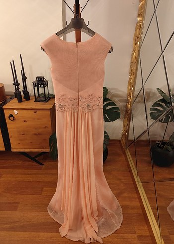 Pudra rengi uzun balık model abiye - Görsel 2