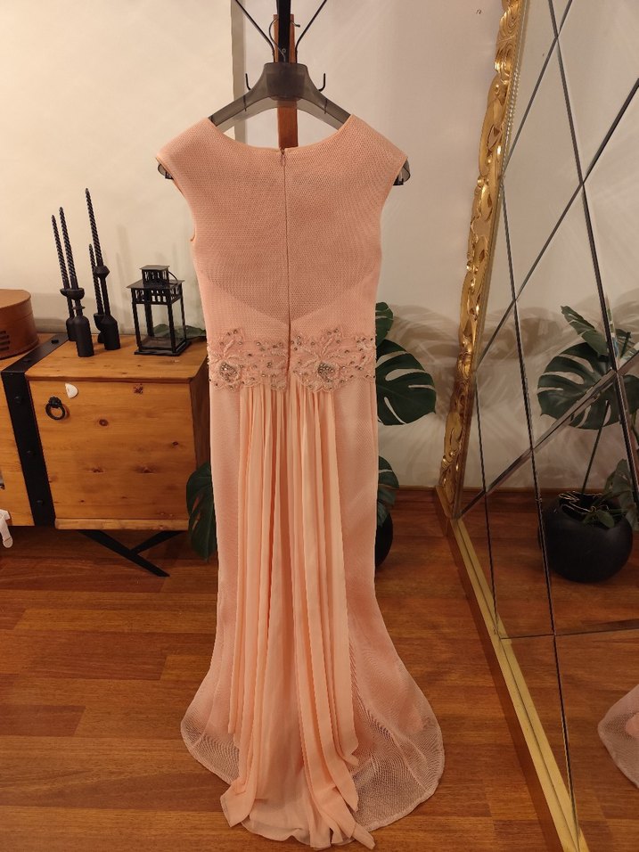 Pudra rengi uzun balık model abiye - Görsel 2