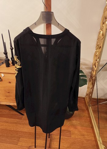 Twist marka Siyah Uzun Kollu V Yakalı şifon Kadın Bluz - Görsel 2