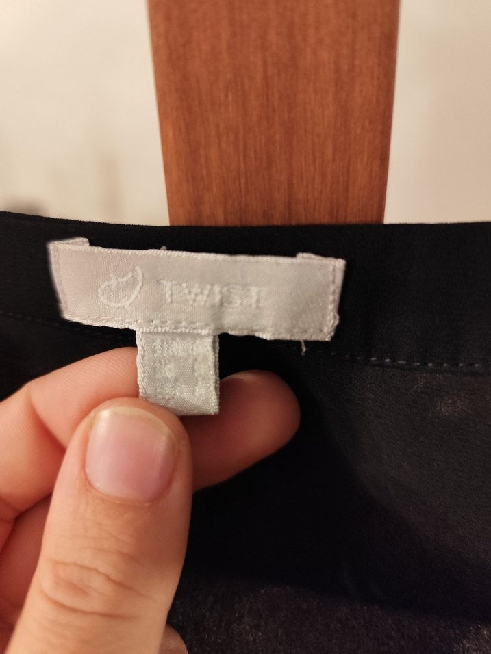 Twist marka Siyah Uzun Kollu V Yakalı şifon Kadın Bluz - Görsel 4