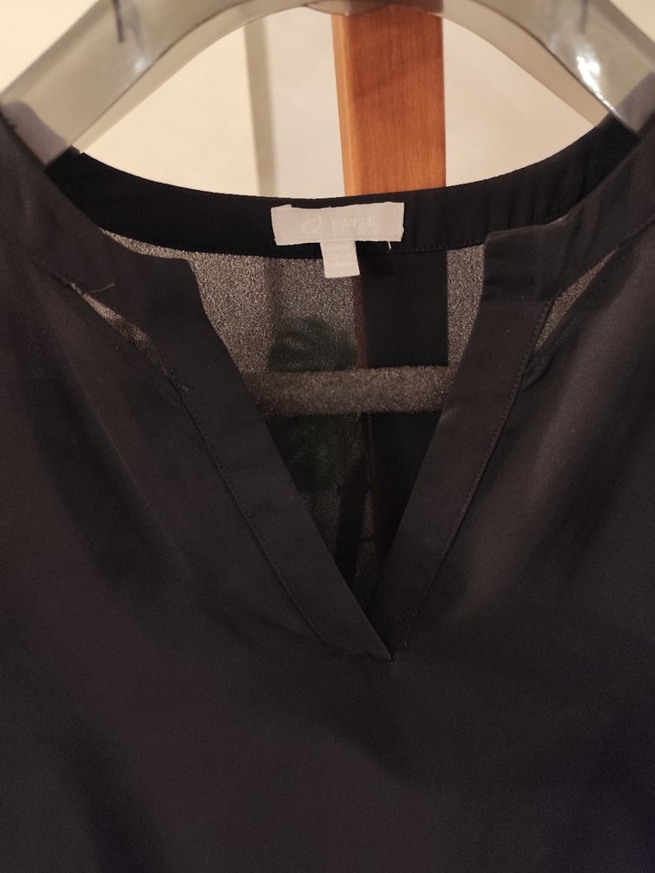 Twist marka Siyah Uzun Kollu V Yakalı şifon Kadın Bluz - Görsel 5