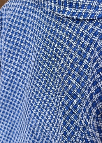 Mavi Desenli Düğmeli Kadın Blazer Ceket - Görsel 3