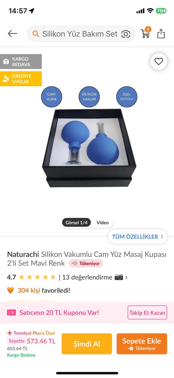 Naturachi slikon vakumlu cam yüz masaj kupası Seti - Görsel 5