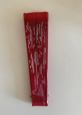 Uzakdoğu Kırmızı Çiçek Desenli Katlanabilir Yelpaze - Görsel 3