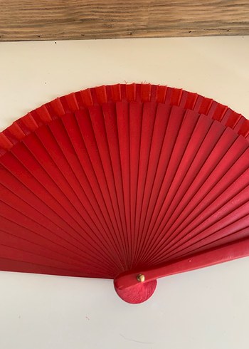 Uzakdoğu Kırmızı Çiçek Desenli Katlanabilir Yelpaze - Görsel 2
