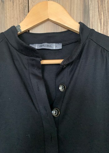 Adil Işık / ADL marka Düğmeli Siyah Midi Pamuk Elbise - Görsel 2