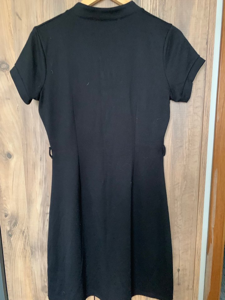 Adil Işık / ADL marka Düğmeli Siyah Midi Pamuk Elbise - Görsel 3