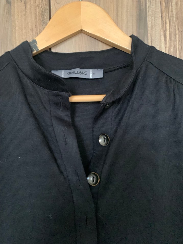 Adil Işık / ADL marka Düğmeli Siyah Midi Pamuk Elbise - Görsel 2