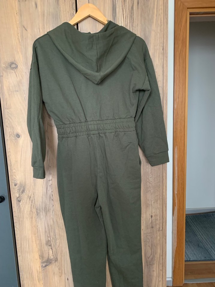 Kadın Haki Uzun Kollu Fermuarlı Tulum - Görsel 3