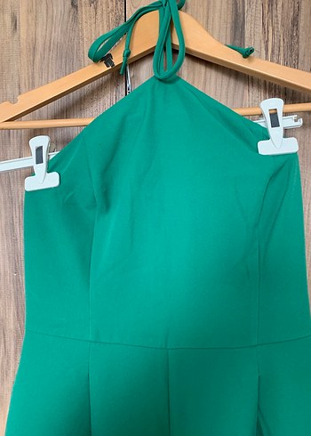 Yeşil Uzun boyundan bağlamalı Kadın Tulum - Görsel 2