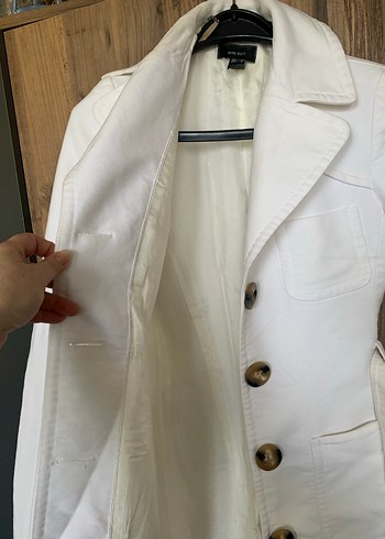 Mango astarlı Beyaz Kadın pardesü - Görsel 2