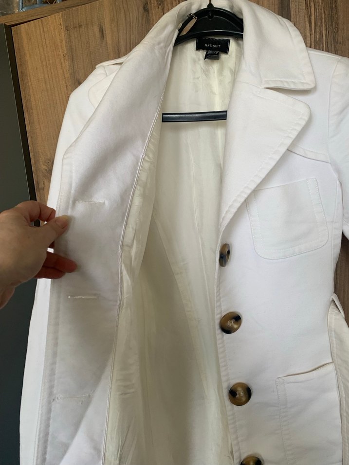 Mango astarlı Beyaz Kadın pardesü - Görsel 2