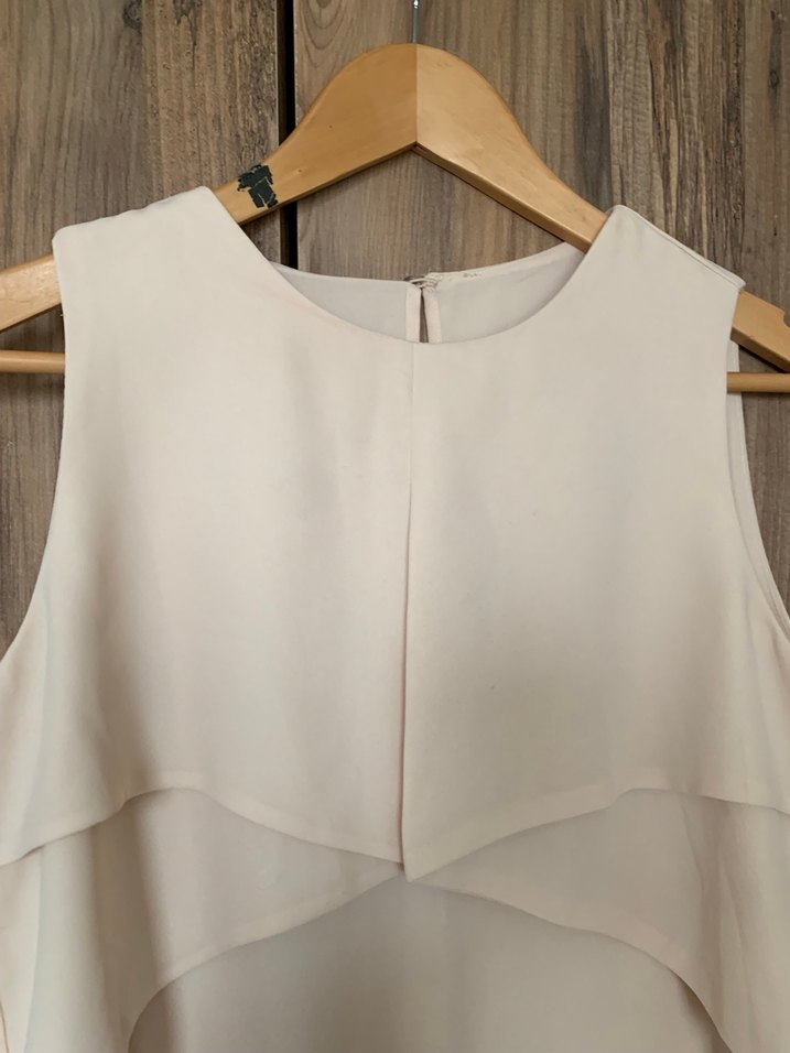 Bej Drapeli Kolsuz Midi Bluz - Görsel 2