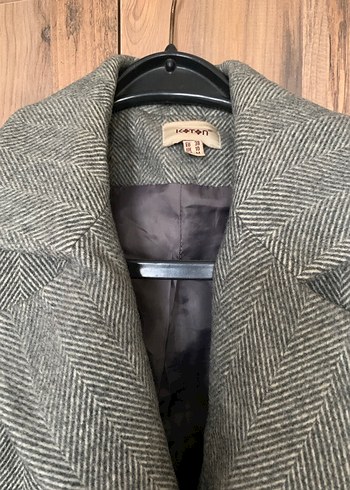 Klasik Düğmeli Gri Kadın astarlı pardesü - Görsel 2