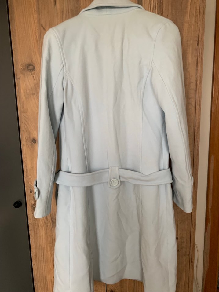 Düğmeli Pastel Mavi Pardesü - Görsel 2