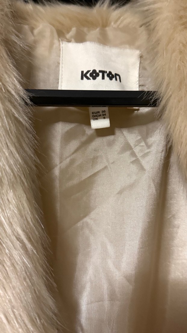 Bej Kadın Midi Boy Kürk Detaylı Kaban - Görsel 3