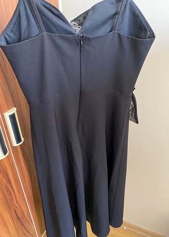 Siyah Uzun Askılı V Yaka Elbise - Görsel 3