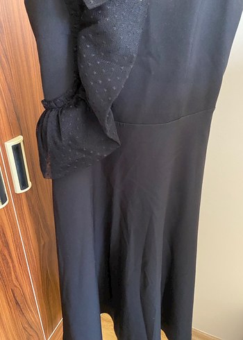 Siyah Uzun Askılı V Yaka Elbise - Görsel 2