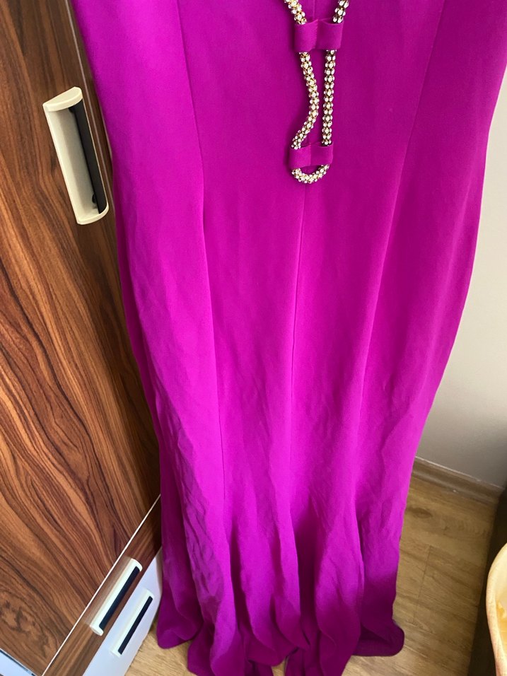 Zincir Detaylı  Mor Uzun Elbise - Görsel 4