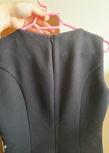 Siyah V Yaka Midi Elbise - Görsel 3