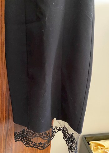 Siyah V Yaka Midi Elbise - Görsel 2