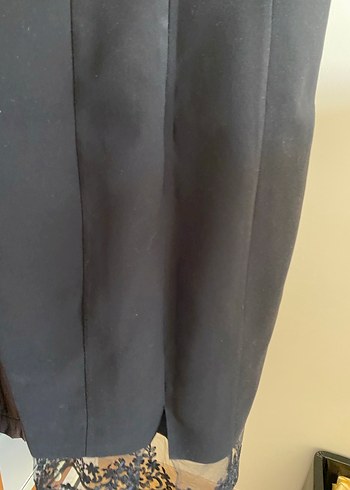 Siyah V Yaka Midi Elbise - Görsel 4