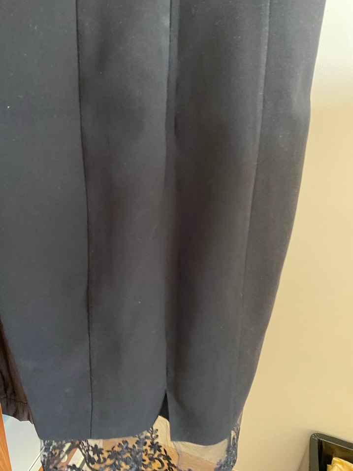 Siyah V Yaka Midi Elbise - Görsel 4