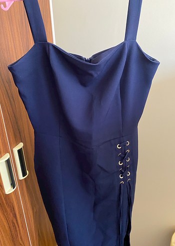 Lacivert Straplez Uzun Abiye Elbise - Görsel 2