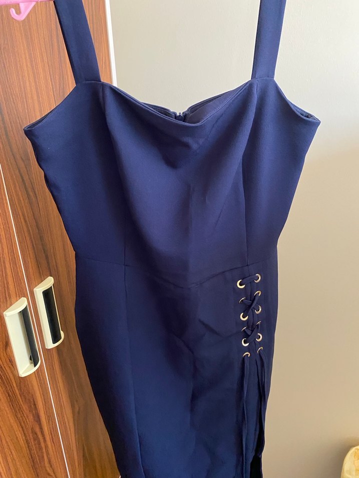 Lacivert Straplez Uzun Abiye Elbise - Görsel 2