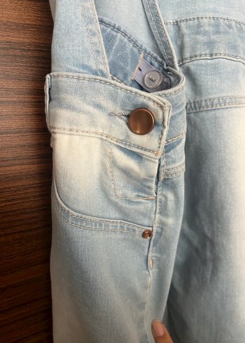 Mavi Düğmeli Denim Kız çocuk Elbise - Görsel 3