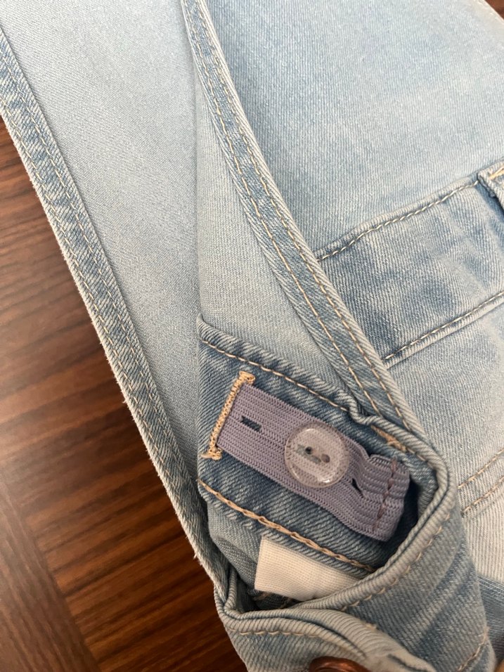 Mavi  Düğmeli Denim Kız çocuk Elbise - Görsel 4